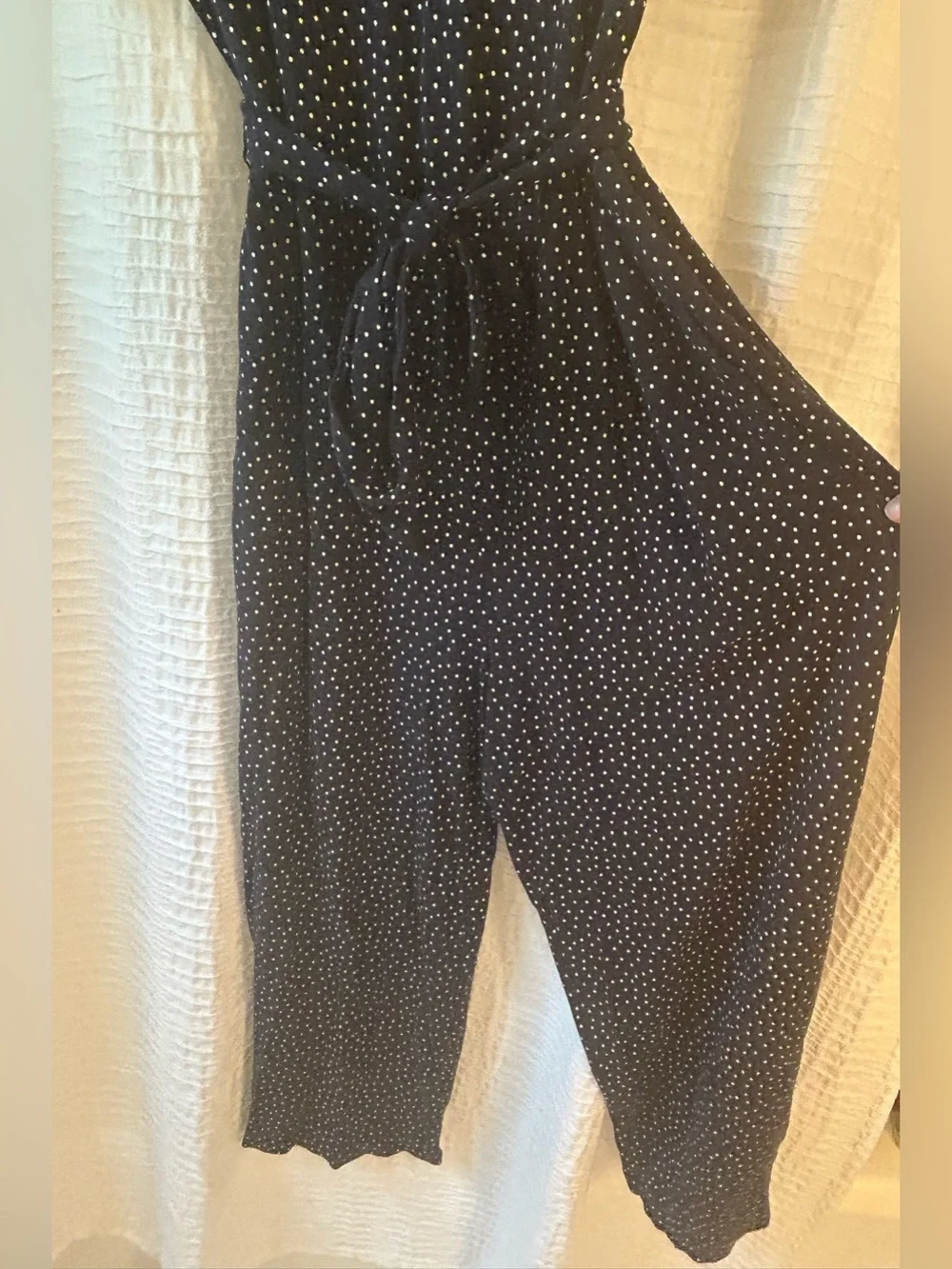 J. Jill Jumpsuit Navy White Polka Dot Short Sleeve